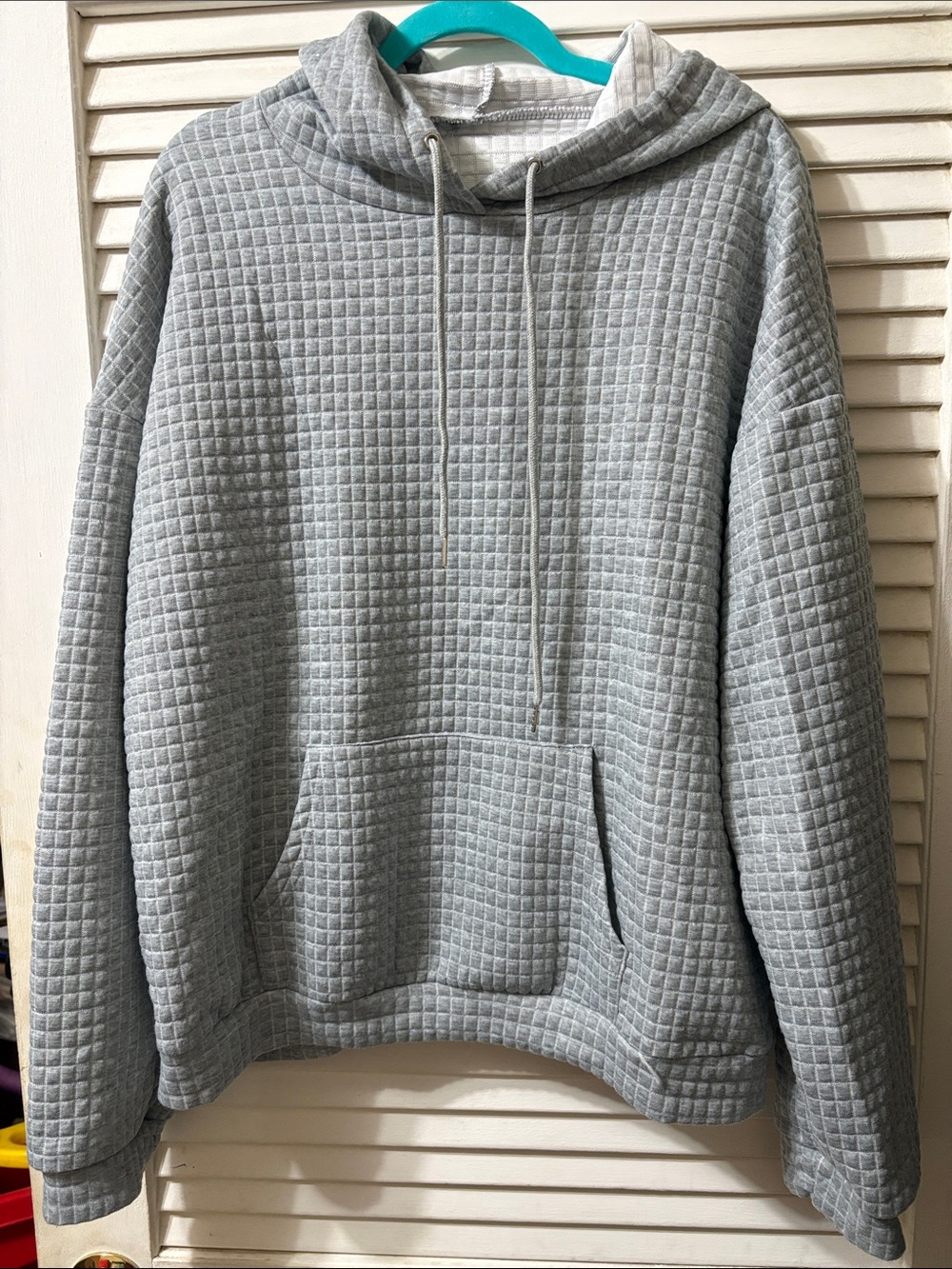 Source Unknown Men's Gray Quilted Hoodie Sweatshirt